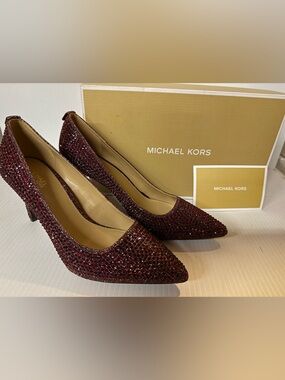Michael Kors Burgundy Crystal Pointed Toe Pumps